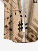 Chemise hawaïenne grande taille pour homme, avec imprimé de notes de piano et de cocotiers, boutons et poche. - Bronze L