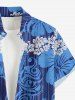 Chemise à poches boutonnées à imprimé floral tropical et feuilles d'hibiscus, grande taille, pour hommes - Bleu S