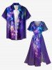 Plus Size Flowers Leaf Galaxy Glitter 3D Print Split Hawaii Midi Dress -  