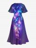 Plus Size Flowers Leaf Galaxy Glitter 3D Print Split Hawaii Midi Dress -  