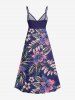 Plus Size Flowers Leaf Tropical Print Surplice Hawaii Cami Dress -  