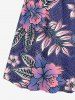 Plus Size Flowers Leaf Tropical Print Surplice Hawaii Cami Dress -  
