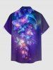 Chemise hawaïenne grande taille pour homme, imprimée en 3D avec fleurs, feuilles, galaxie et paillettes, boutons et poche. - Concorde S