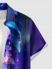 Chemise hawaïenne grande taille pour homme, imprimée en 3D avec fleurs, feuilles, galaxie et paillettes, boutons et poche. - Concorde S
