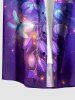 Chemise hawaïenne grande taille pour homme, imprimée en 3D avec fleurs, feuilles, galaxie et paillettes, boutons et poche. - Concorde S
