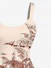 Plus Size Coconut Tree Cars Print Hawaii Tank Dress -  