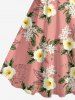 Robe débardeur hawaïenne à imprimé feuilles tropicales et fleurs d'hibiscus grande taille - Rose  S