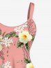 Robe débardeur hawaïenne à imprimé feuilles tropicales et fleurs d'hibiscus grande taille - Rose  S