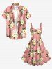 Plus Size Hibiscus Flower Tropical Leaf Print Hawaii Tank Dress -  