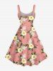 Plus Size Hibiscus Flower Tropical Leaf Print Hawaii Tank Dress -  