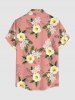 Chemise hawaïenne grande taille pour homme, à imprimé floral tropical et feuilles d'hibiscus, avec boutons et poche. - Rose  2XL