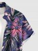 Plus Size Flowers Leaf Tropical Print Buttons Pocket Hawaii Shirt For Men - Concorde 5XL