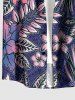 Plus Size Flowers Leaf Tropical Print Buttons Pocket Hawaii Shirt For Men - Concorde 5XL