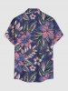 Plus Size Flowers Leaf Tropical Print Buttons Pocket Hawaii Shirt For Men - Concorde 5XL
