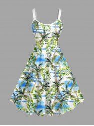 Robe débardeur hawaïenne à imprimé cocotier et mer grande taille - Blanc M