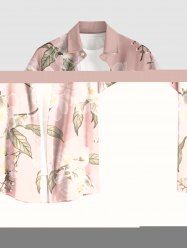 Chemise hawaïenne grande taille à imprimé floral et feuilles, boutons et poche pour homme - Rose  S