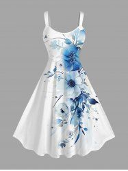 Robe débardeur hawaïenne à imprimé fleurs et feuilles grande taille - Blanc S
