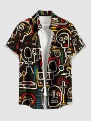 Chemise hawaïenne à poches boutons, imprimé graphique humoristique grande taille pour hommes - Noir S