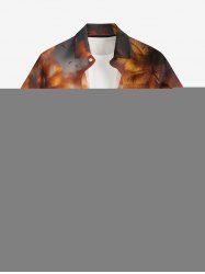 Chemise à boutons pour homme, grande taille, imprimé hawaïen, coucher de soleil ombré, cocotier, grande taille, motif mer, coucher de soleil, style hawaïen. - Brun Légère M