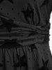 Star Flocking Mesh Asymmetrical Neck Long Sleeves Top and Floral Cross Flare Pants Plus Size Outfit -  