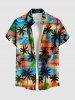 Matching Hawaii Shirt Shorts and Romper Beach Outfit Coconut Tree Cloud Colorful Sky Print For Couples -  