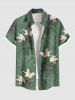 Flower Leaf Plant Print Plus Size Matching Hawaii Beach Outfit For Couples -  