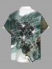 Chemise hawaïenne grande taille pour homme, à imprimé floral et éclaboussures de peinture, boutons et poche. - Vert profond S