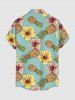 Chemise hawaïenne grande taille pour homme, à boutons et poches, imprimée ananas et hibiscus. - Vert clair S
