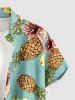 Chemise hawaïenne grande taille pour homme, à boutons et poches, imprimée ananas et hibiscus. - Vert clair S
