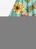 Plus Size Pineapple Hibiscus Flowers Print Hawaii Tank Dress -  