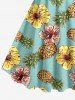 Plus Size Pineapple Hibiscus Flowers Print Hawaii Tank Dress -  