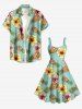 Robe débardeur hawaïenne grande taille à imprimé ananas et hibiscus - Vert clair 6X