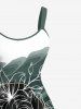 Robe débardeur hawaïenne grande taille à imprimé fleurs et feuilles, colorblock et éclaboussures de peinture - Vert profond 2X