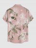 Chemise hawaïenne grande taille à imprimé floral et feuilles, boutons et poche pour homme - Rose  M