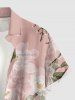 Chemise hawaïenne grande taille à imprimé floral et feuilles, boutons et poche pour homme - Rose  M