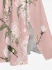 Robe mi-longue hawaïenne fendue à imprimé floral et feuilles grande taille - Rose  1X
