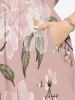 Robe mi-longue hawaïenne fendue à imprimé floral et feuilles grande taille - Rose  1X