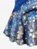 T-shirt à manches courtes grande taille à paillettes, sequins ombrés et imprimé colorblock rayé - Bleu L