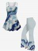 Plus Size Glitter Sparkling Sequins Striped Stars Lace Print Tank Top -  