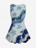 Plus Size Glitter Sparkling Sequins Striped Stars Lace Print Tank Top -  
