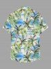 Chemise hawaïenne grande taille pour homme, imprimé cocotiers et mer, boutons et poche. - Blanc S
