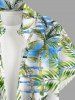 Chemise hawaïenne grande taille pour homme, imprimé cocotiers et mer, boutons et poche. - Blanc L