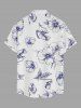 Chemise hawaïenne grande taille à imprimé floral et feuilles, boutons et poche pour homme - Blanc M