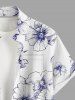 Chemise hawaïenne grande taille à imprimé floral et feuilles, boutons et poche pour homme - Blanc M