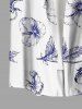Chemise hawaïenne grande taille à imprimé floral et feuilles, boutons et poche pour homme - Blanc M