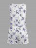 Combinaison hawaïenne grande taille à imprimé floral et feuilles, cintrée - Blanc L