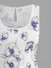 Combinaison hawaïenne grande taille à imprimé floral et feuilles, cintrée - Blanc L