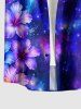Chemise hawaïenne grande taille pour homme, à boutons et poche, imprimé galaxie et fleurs d'hibiscus. Motif hibiscus. Grande taille. Pour homme. - Cadetblue S