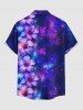 Chemise hawaïenne grande taille pour homme, à boutons et poche, imprimé galaxie et fleurs d'hibiscus. Motif hibiscus. Grande taille. Pour homme. - Cadetblue S