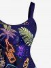 Plus Size Raccoon Pirate Sailboat Rudder Coconut Tree Galaxy Print Hawaii Tank Dress -  